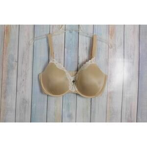 Maidenform Sweet Nothings Bra 38DD Tan White Lace Padded Cups Underwired